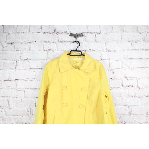 LL Bean Yellow Cotton Double Breasted Peacoat Spring Jacket Size L - Picture 3 of 9